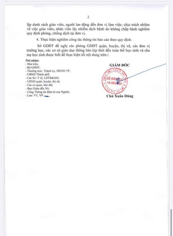 Thông báo tiếp tục cho học sinh nghỉ phòng dịch viêm đường hô hấp cấp do chủng virus Corona mới.