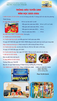 truong mam non vinh ho thong bao tuyen sinh nam hoc 2025 2026 - truong mam non vinh ho